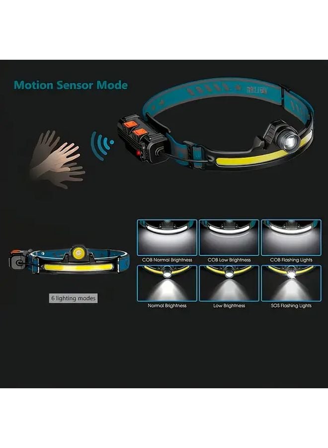 2pcs USB Rechargeable Motion Sensor LED Headlamp 6 Modes Adjustable Brightness Outdoor Work - Image 5